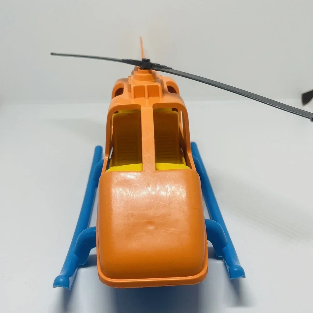 American Plastic Toys #0870 Helicopter Vehicle Toy Orange Yellow BLUE GREATSHAPE